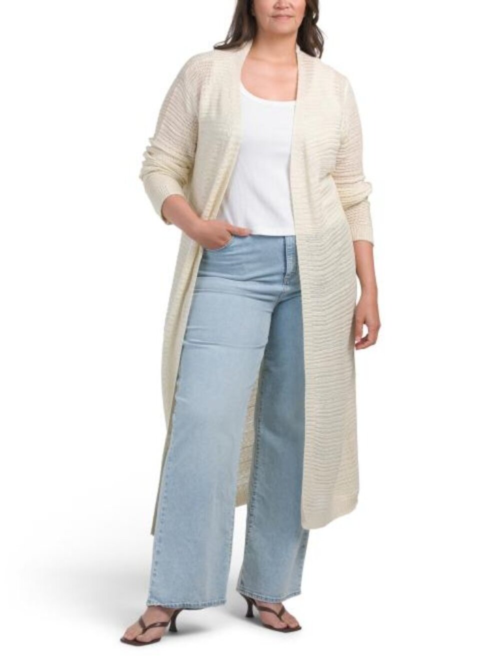 BY DESIGN Plus Textured Long Open Cardigan